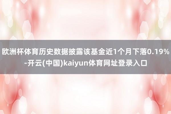 欧洲杯体育历史数据披露该基金近1个月下落0.19%-开云(中国)kaiyun体育网址登录入口