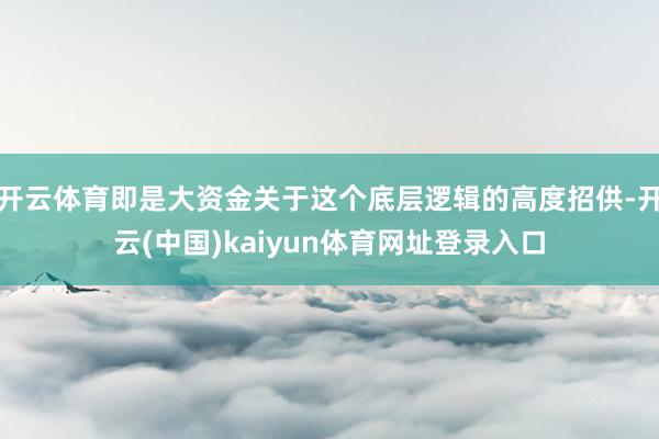 开云体育即是大资金关于这个底层逻辑的高度招供-开云(中国)kaiyun体育网址登录入口