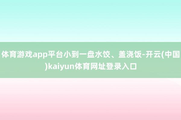 体育游戏app平台小到一盘水饺、盖浇饭-开云(中国)kaiyun体育网址登录入口